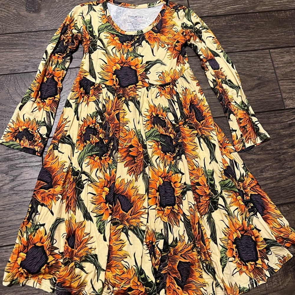 Posh Peanut Arev 5T Sunflower Twirl Dress